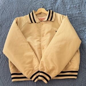 Levi's Beige Bomber Jacket with Navy Blue/Yellow Stripes